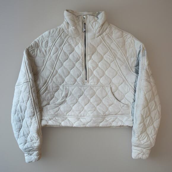 lululemon athletica Jackets & Blazers - Lululemon Scuba Quilted Half Zip Hoodie XS/S Ivory Fleece Pullover Yoga Workout